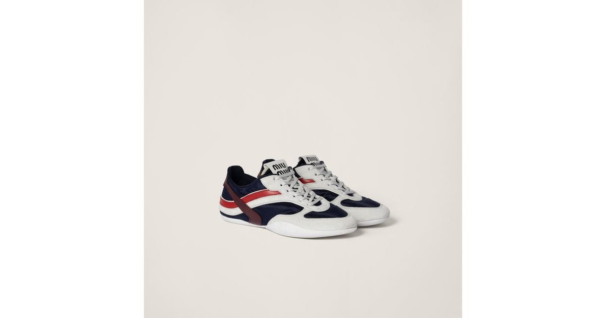 雑誌掲載【Miu Miu】Gymnasium technical fabric suede sneakers Miu Miu Gymnasium Technical Fabric And Suede Sneakers in