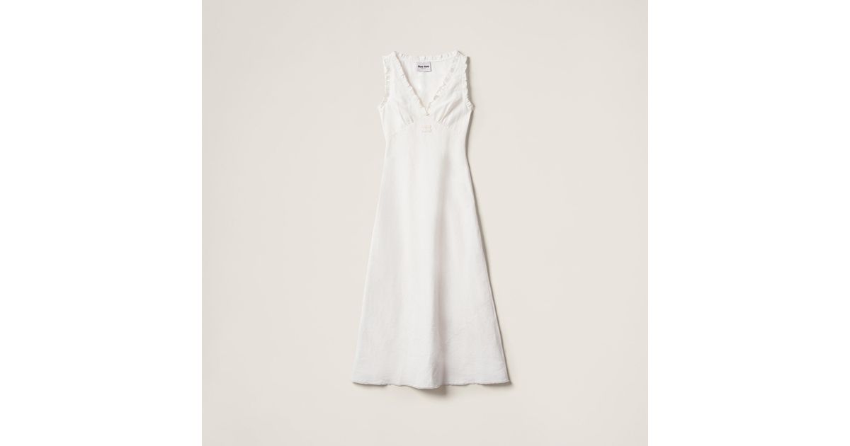 スカート MIU MIU Mohair canvas dress White Miu Miu Mohair canvas dress | Grailed