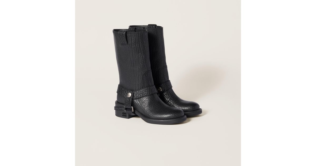 Miu Short Boots Matte Black calfskin