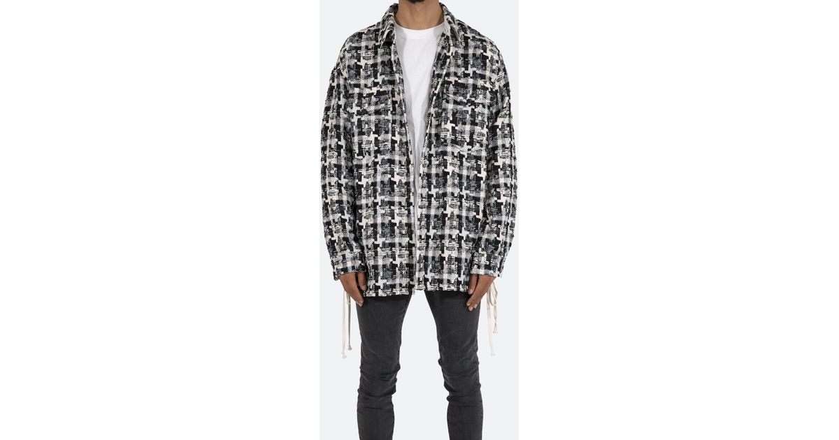 MNML Laced Loose Woven Shirt in Black/White (Black) for Men | Lyst