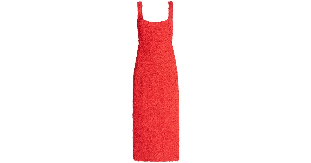 Mara Hoffman Cotton Sloan Smocked Modal Midi Dress in Red | Lyst