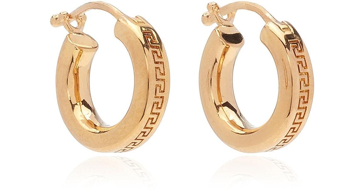 Versace Small Greca Goldplated Hoop Earrings in Metallic Lyst