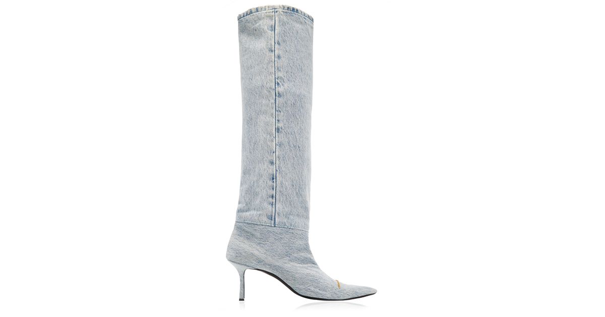 Alexander Wang Viola Slouchy Denim Knee Boots in Blue | Lyst