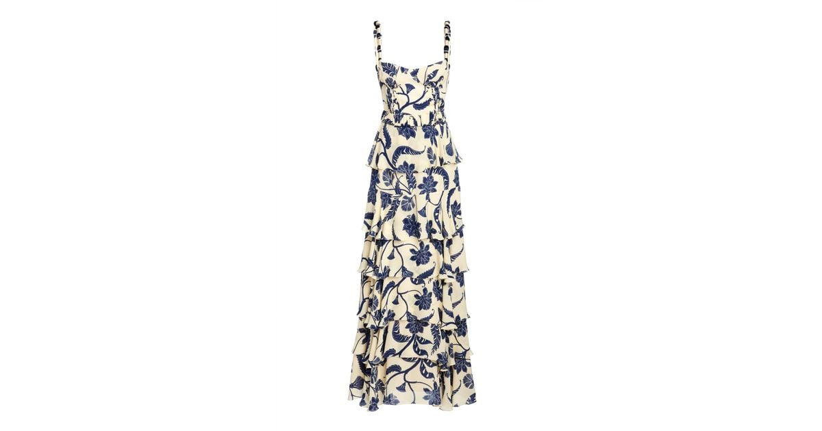 johanna ortiz cat goddess tiered ruffle silk dress Johanna Ortiz Cat Goddess Tiered Ruffle Silk Dress in White
