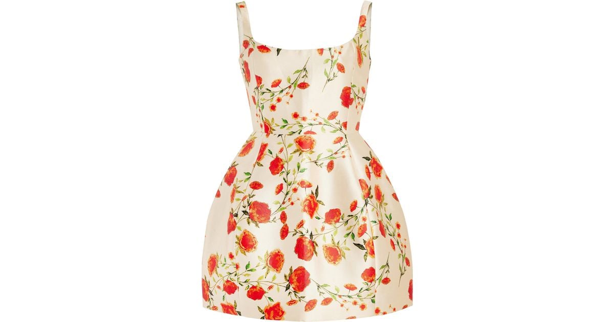 de la vali lola floral satin twill mini dress De La Vali Lola Floral Satin Twill Mini Dress in White