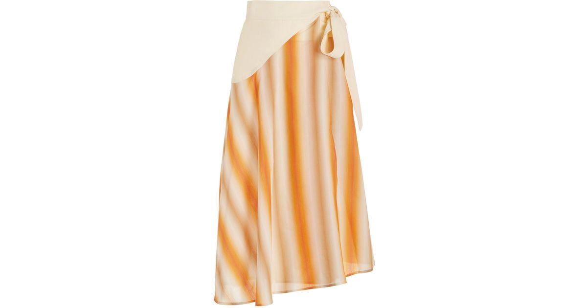 Wales Bonner Cotton Sunrise Striped Woven Midi Wrap Skirt in Orange - Lyst