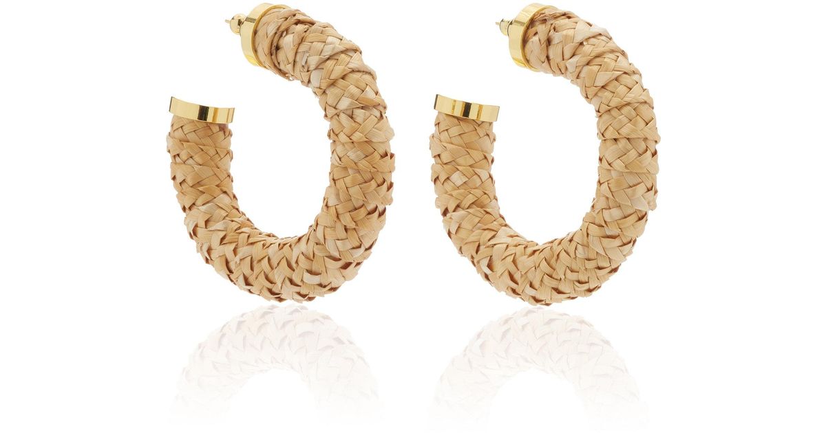 Cult Gaia Synthetic Valence Raffia Hoop Earrings in Natural Lyst