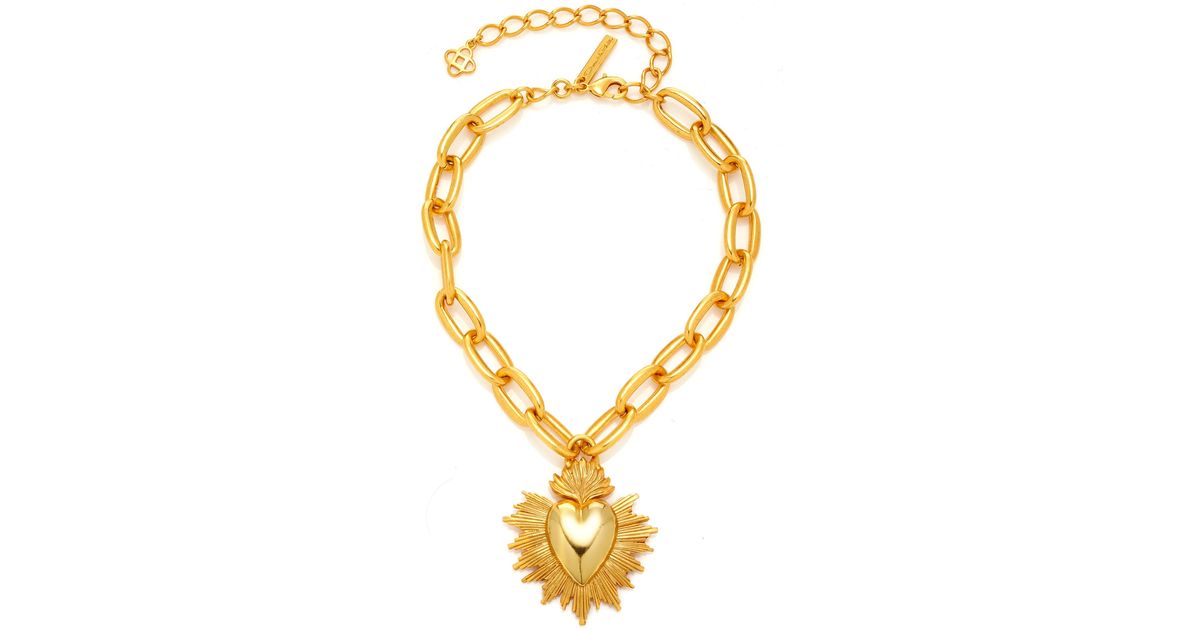 Oscar de la Renta Sacred Heart Gold tone Necklace in Metallic Lyst