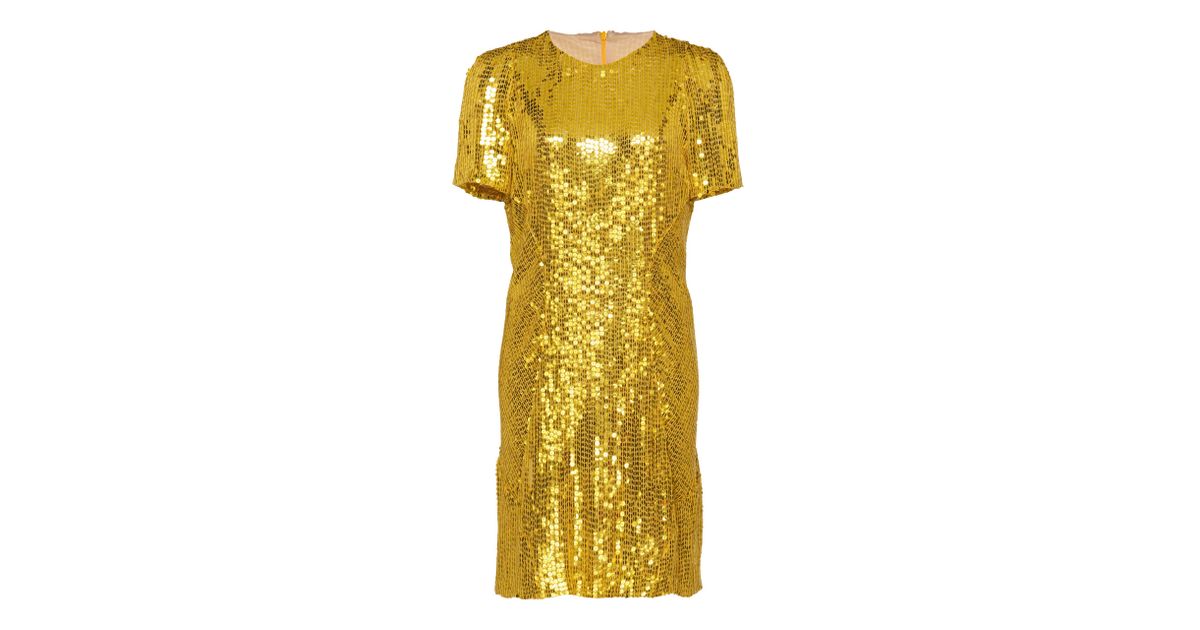 yellow sequin mini dress