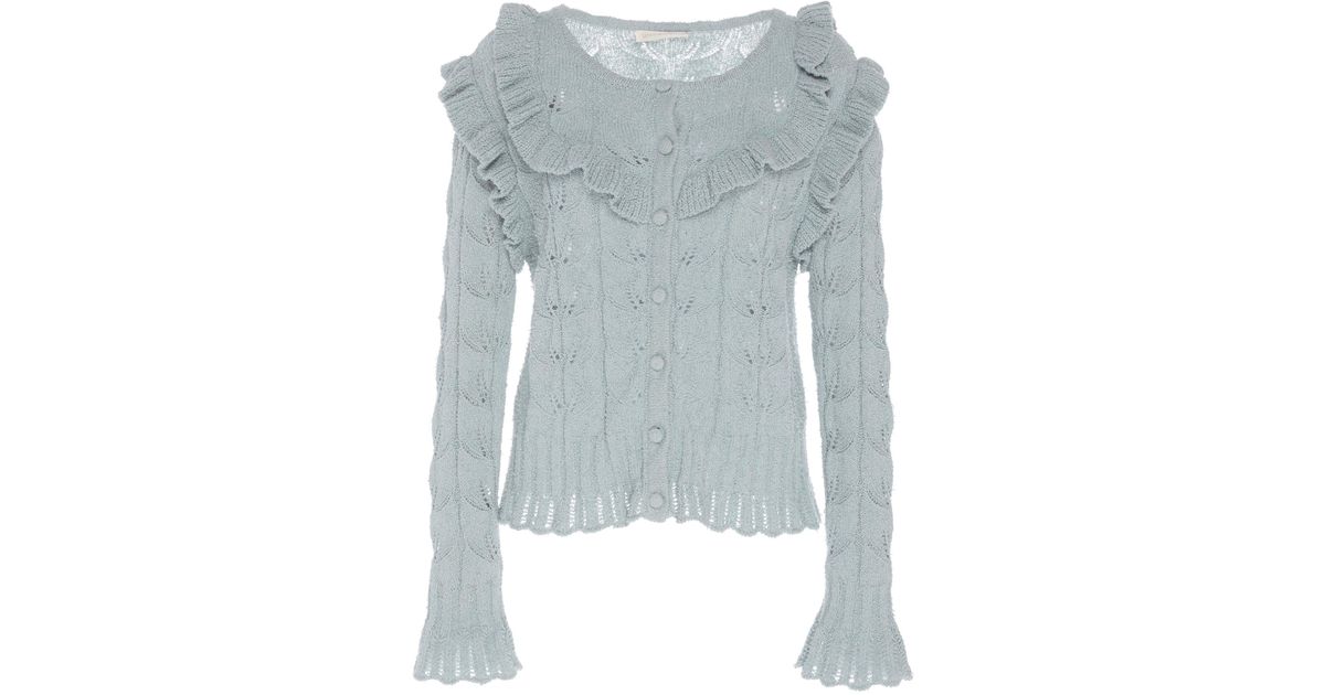 white ruffle cardigan