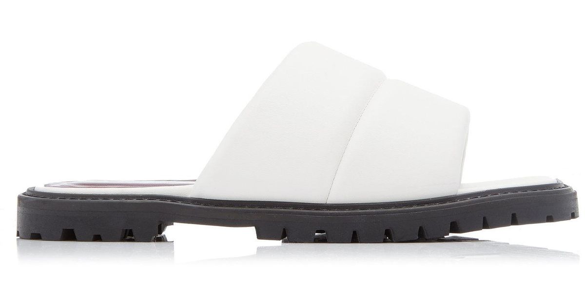 staud amelie leather slides