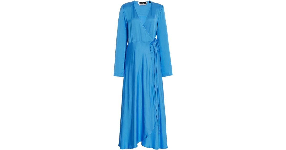 ROTATE BIRGER CHRISTENSEN Magna Jersey Midi Wrap Dress in Blue | Lyst UK