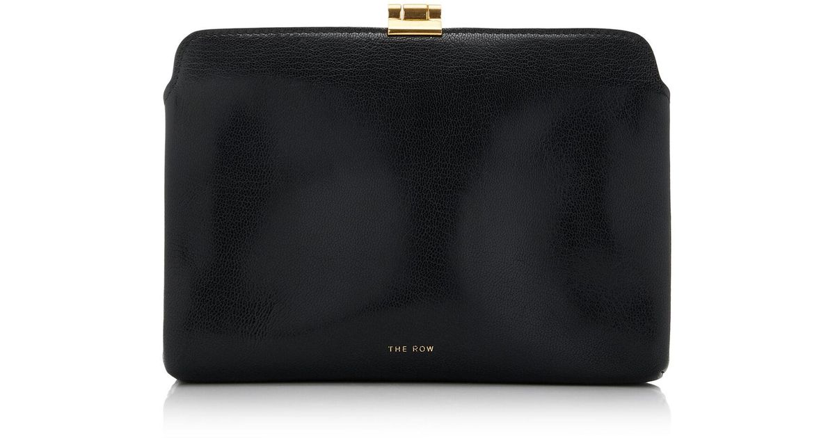 The Row Amazon Leather Clutch in Black | Lyst