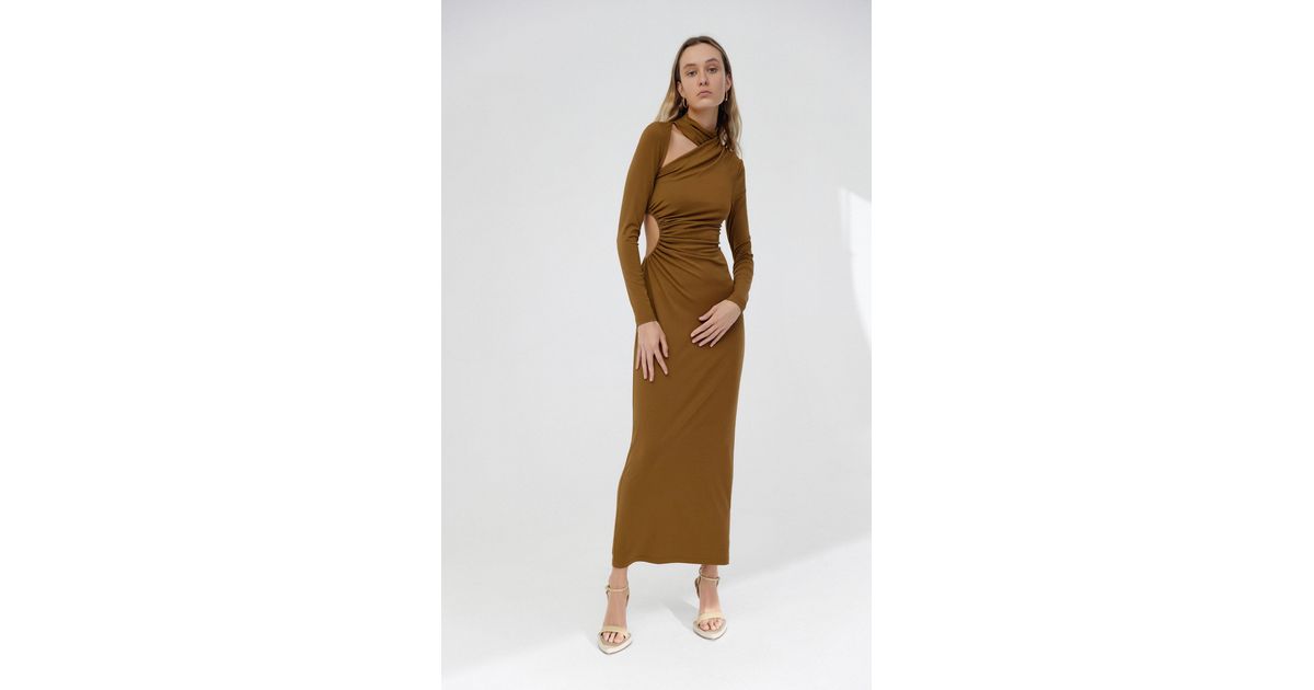 Significant Other Liana Cutout Jersey Maxi Dress in Brown | Lyst