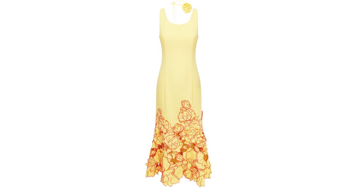leo lin emily dress Emily Appliqu Midi Dress