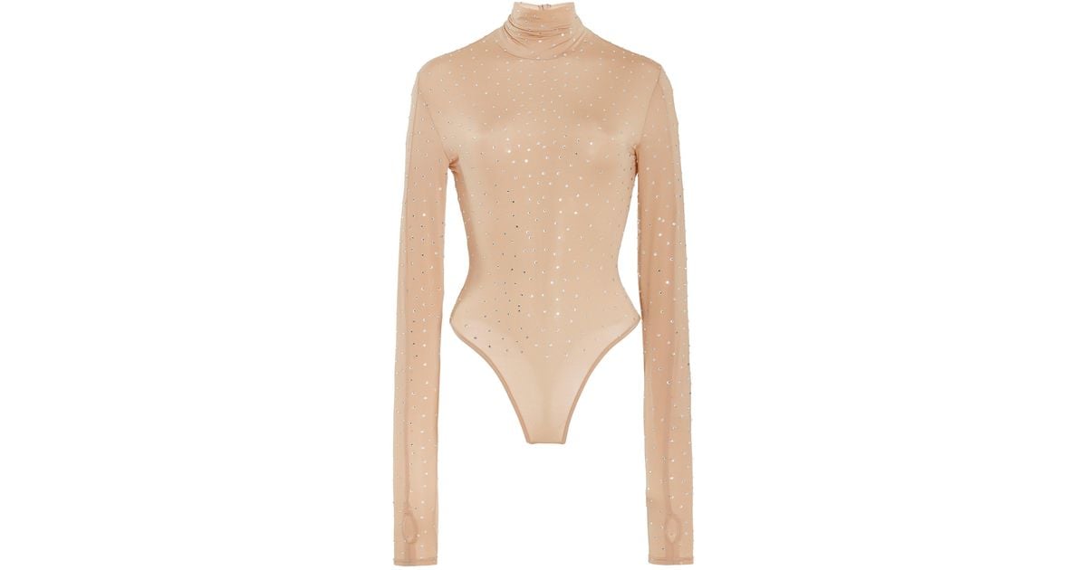 Alex Perry Sloan Crystal Mesh Bodysuit in White Lyst