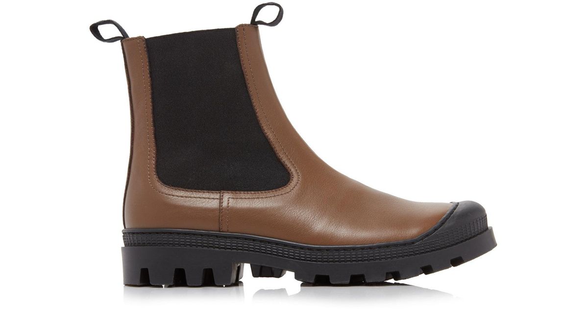 Loewe Rubber-paneled Leather Chelsea Boots in Brown - Lyst