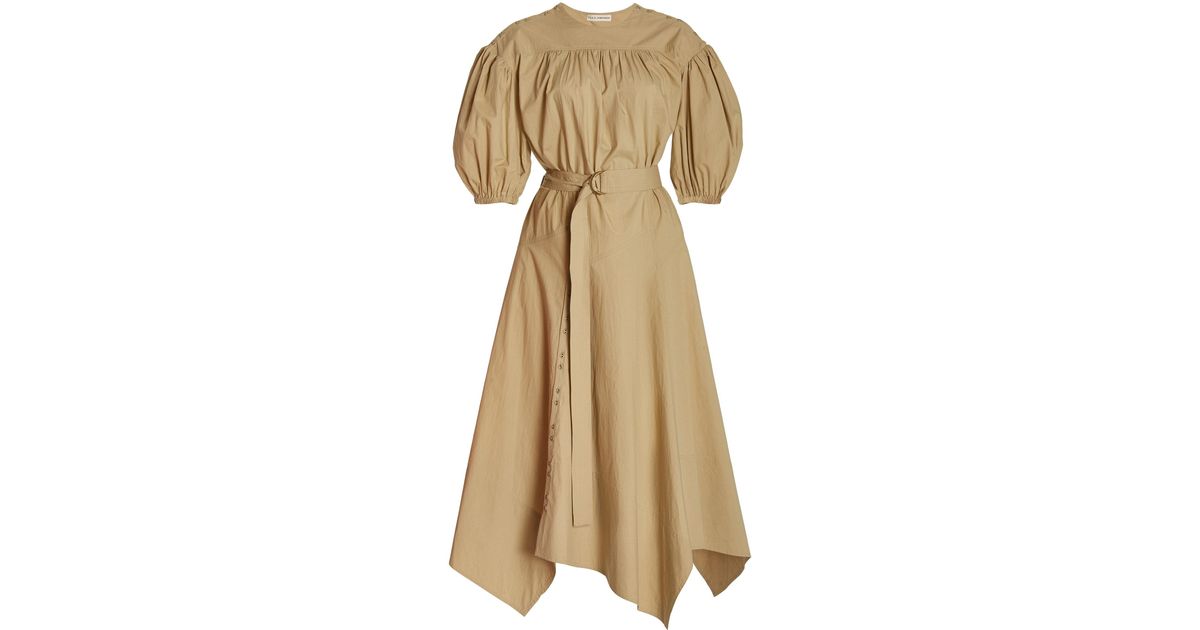 Ulla Johnson Arlenis Belted Cotton Midi Dress in Natural | Lyst