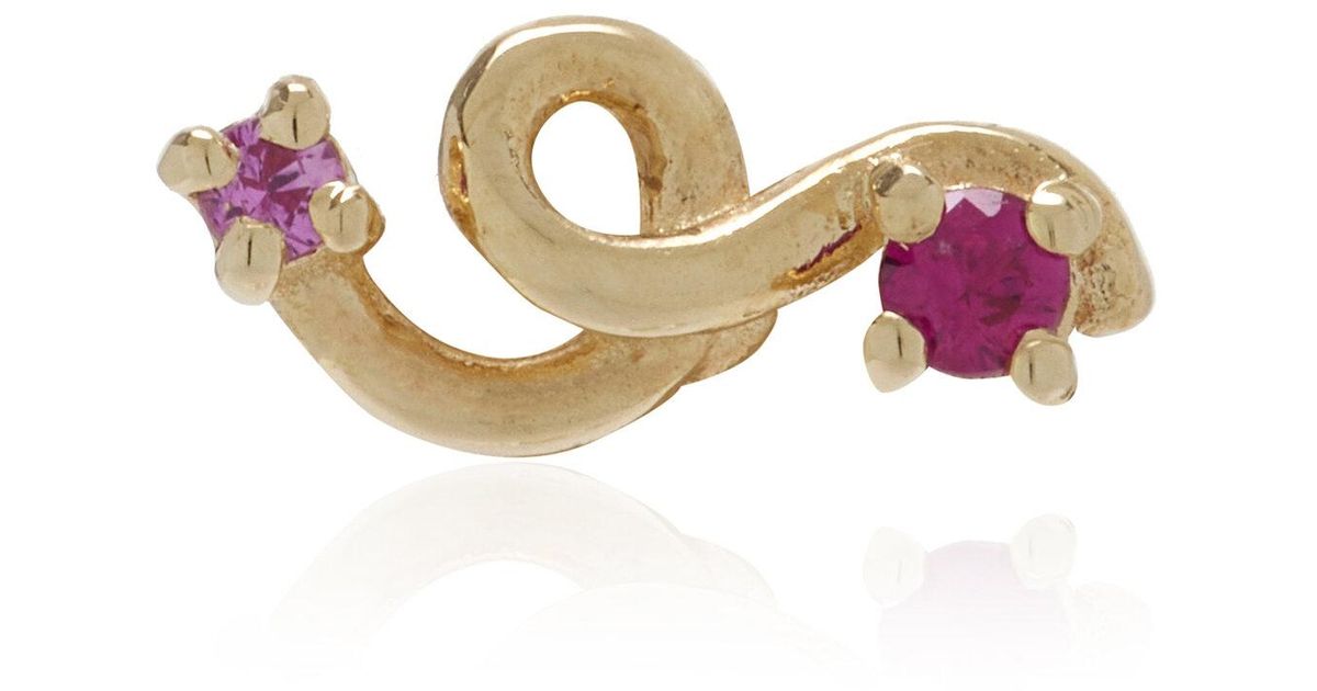 Bea Bongiasca Mini Loop 9k Yellow Gold Ruby, Sapphire Single Earring in ...