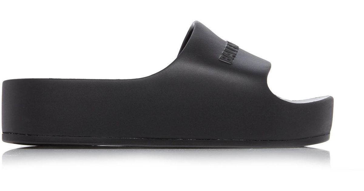 balenciaga mono logo platform pool slides