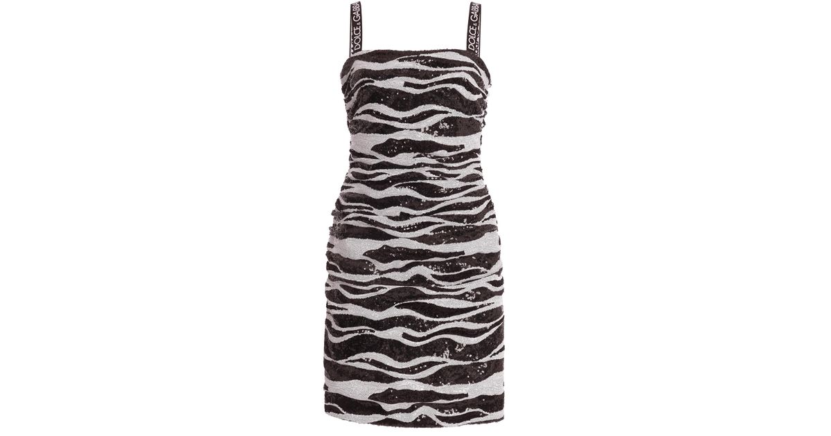 Dolce & Gabbana Zebra-print Sequined Mini Dress | Lyst UK