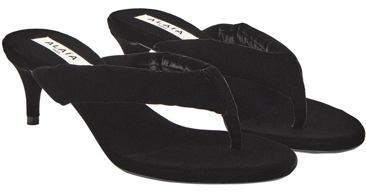 Alaia 25 Thong Sandals White Fishnet Sheepskin 315964