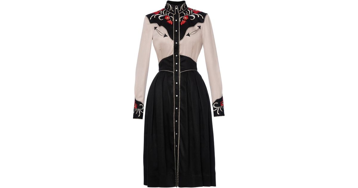 Lena Hoschek Jolene Embroidered Western Midi Dress in Black | Lyst Lena Hoschek Jolene Embroidered Western Midi Dress in Black | Lyst