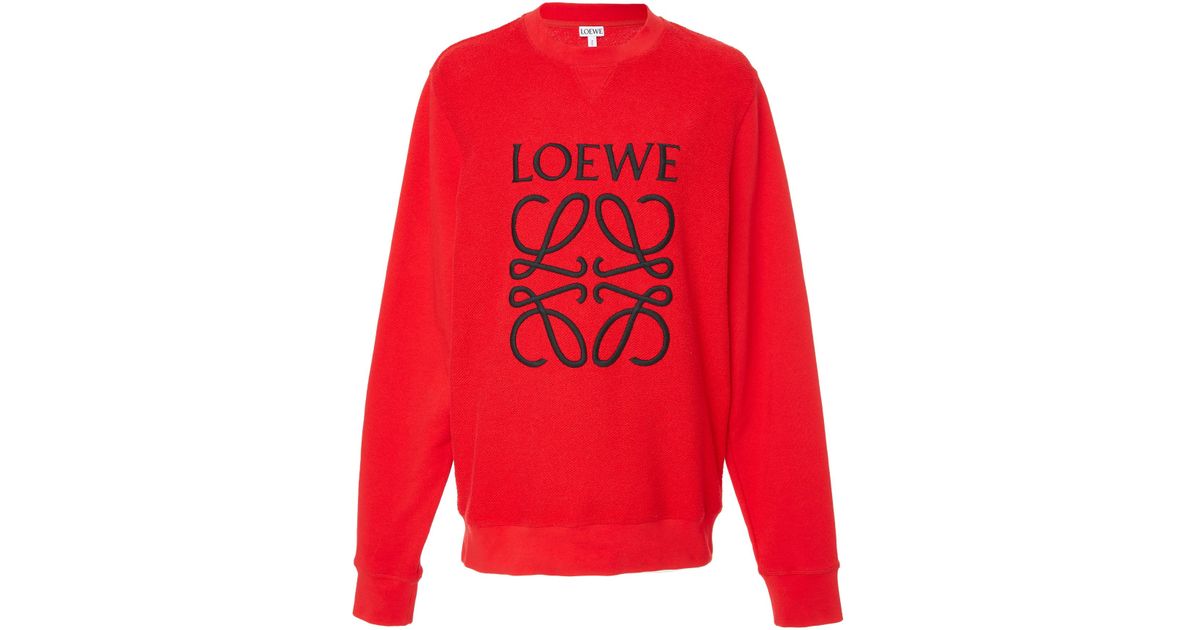 Loewe Anagram Cotton Sweater in Red | Lyst