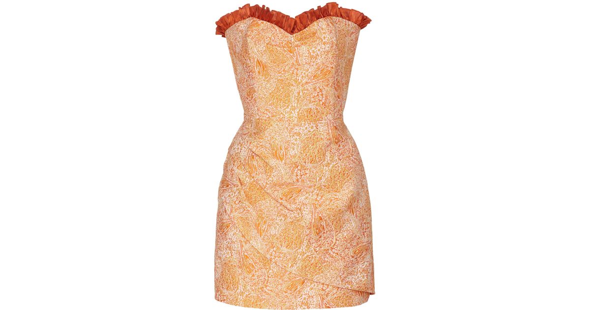 rotate ruched jacquard mini dress