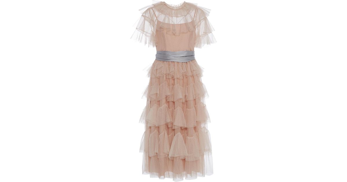 needle & thread scallop tulle midi dress