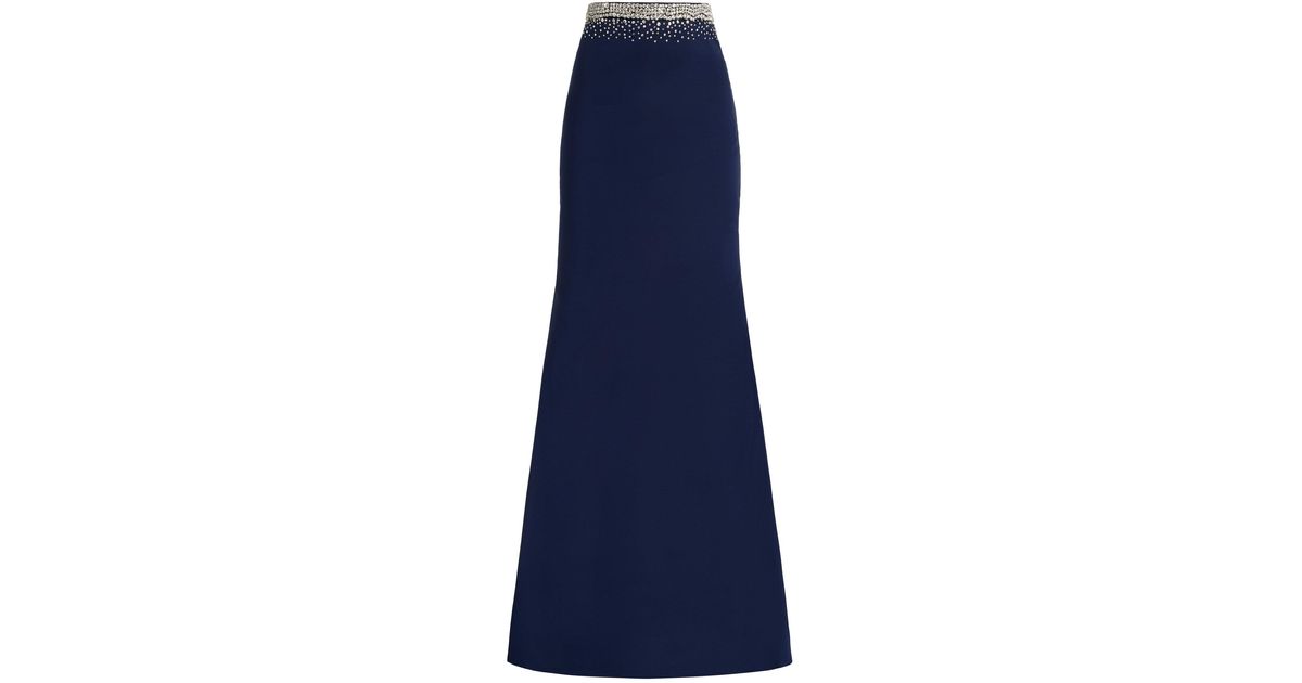 Miss Sohee Exclusive Crystal-embellished Silk-crepe Maxi Skirt in Blue ...