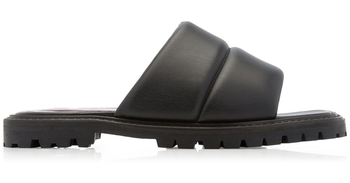 staud amelie leather slides