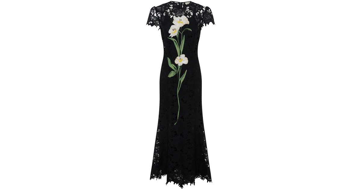 LEO LIN Monique Embroidered Lace Maxi Dress in Black | Lyst Australia