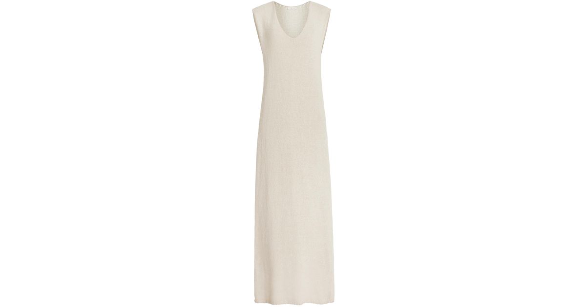 The Row Folosa Knit Silk Maxi Dress in White | Lyst
