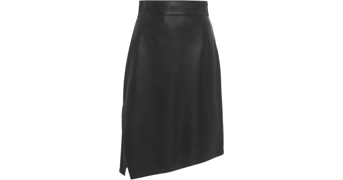 Akris Leather Wrap Skirt in Green - Lyst