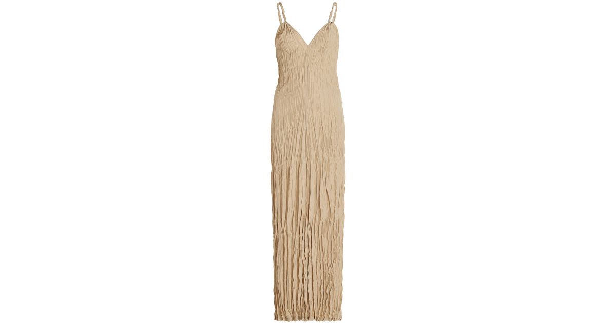 TOTEME Twist-strap Crinkled-silk Maxi Dress in Natural | Lyst