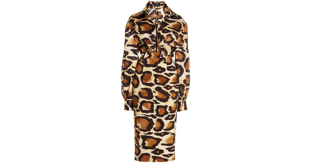 Sergio Hudson Cotton Leopard print Stretch jersey Midi Shirt Dress Lyst Sergio hudson cotton leopard print stretch jersey midi shirt dress lyst