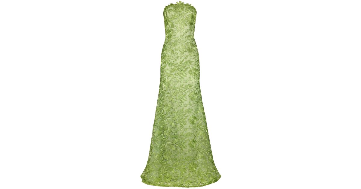 Naeem Khan Metallic Lace Strapless Fit-And-Flare Gown in Green | Lyst Naeem Khan Metallic Lace Strapless Fit-And-Flare Gown in Green | Lyst
