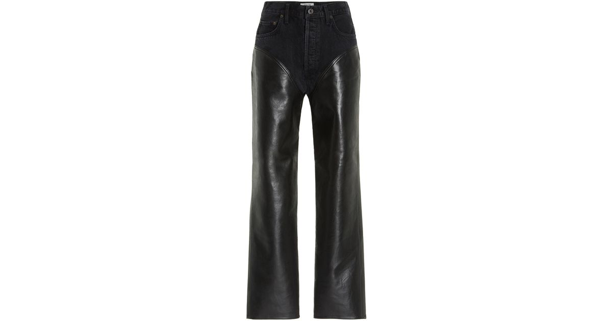 Agolde Harley Leather-paneled Rigid High-rise Straight-leg Jeans in ...
