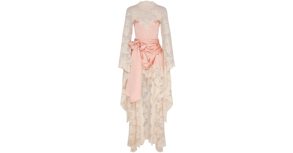 hypnotic satin drape dress zimmermann Zimmermann Hypnotic Lace & Satin Wrap Dress