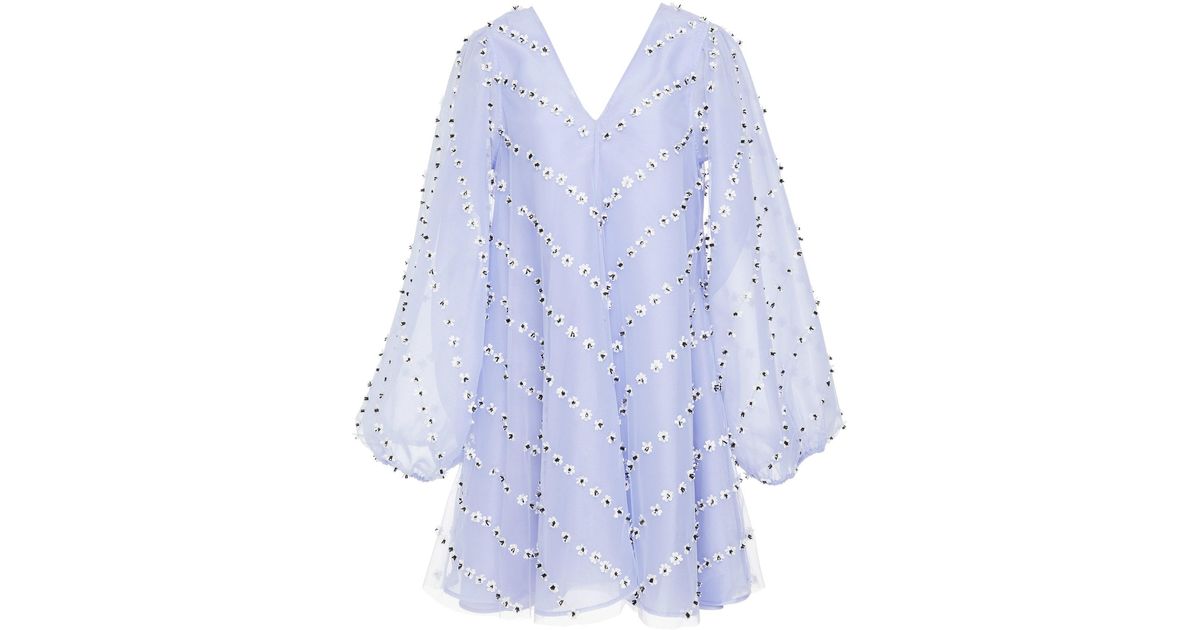 Ganni Rosenfeld Embellished Tulle Mini Dress in Blue | Lyst