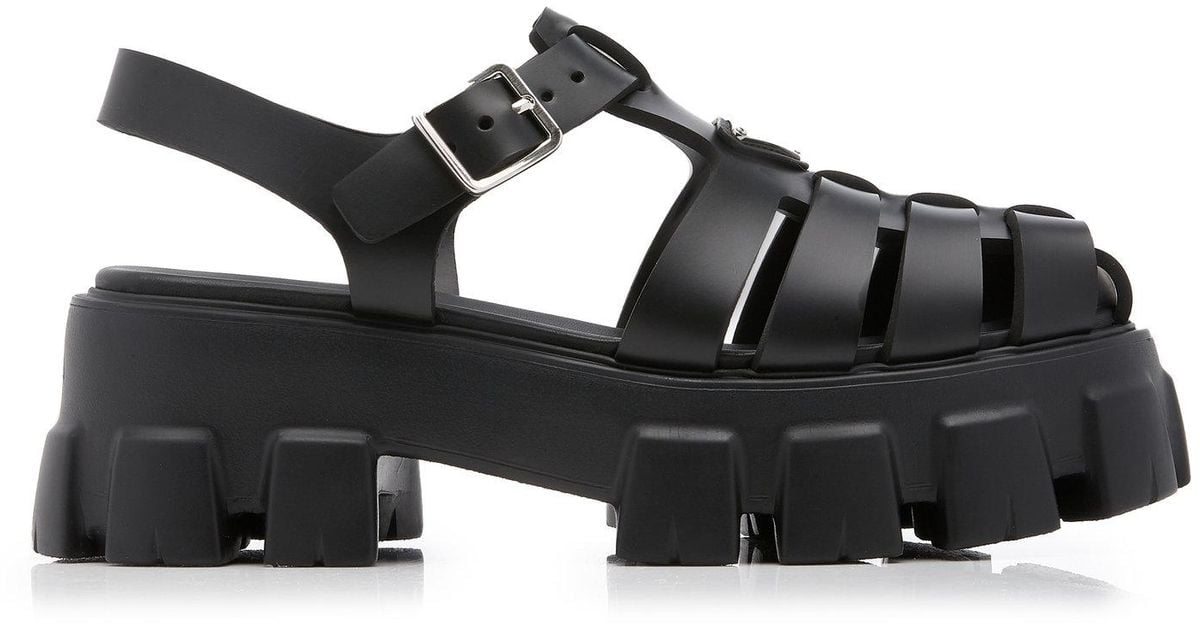 Prada Monolith Rubber Fisherman Sandals in Black | Lyst