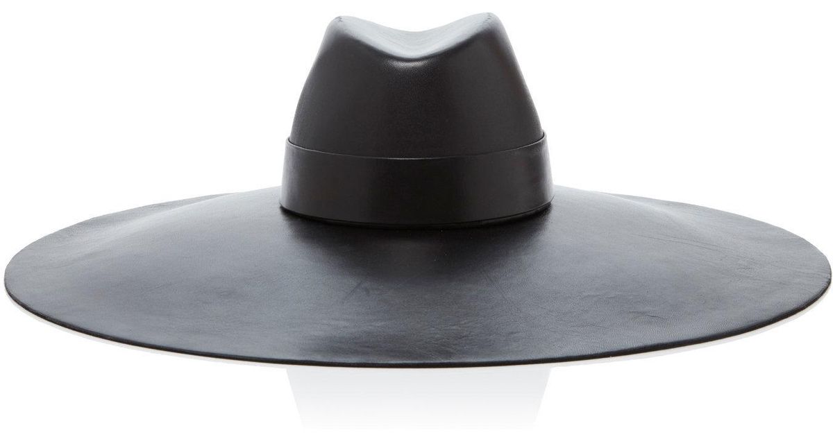 Balmain Large Leather Hat in Black | Lyst