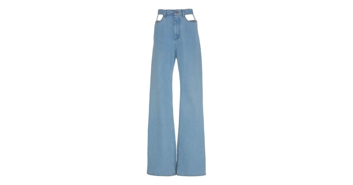 Maison Margiela Denim Cutout Wide-leg Jeans in Blue - Lyst