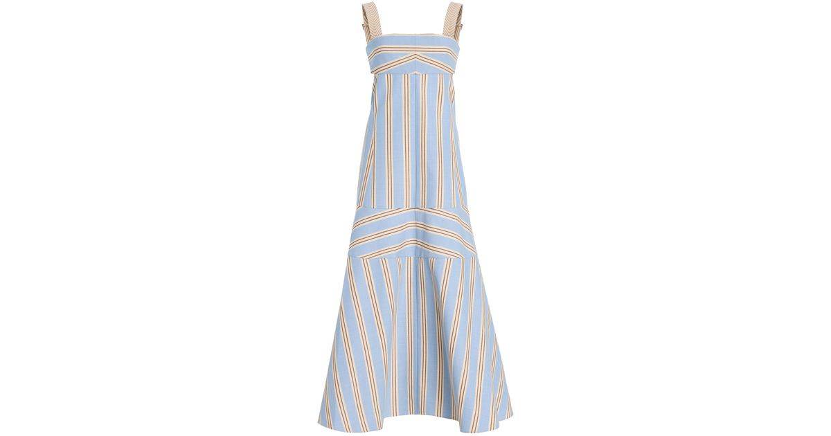 alexis talette striped cutout cotton midi dress Alexis Talette Striped Cutout Cotton Midi Dress in White