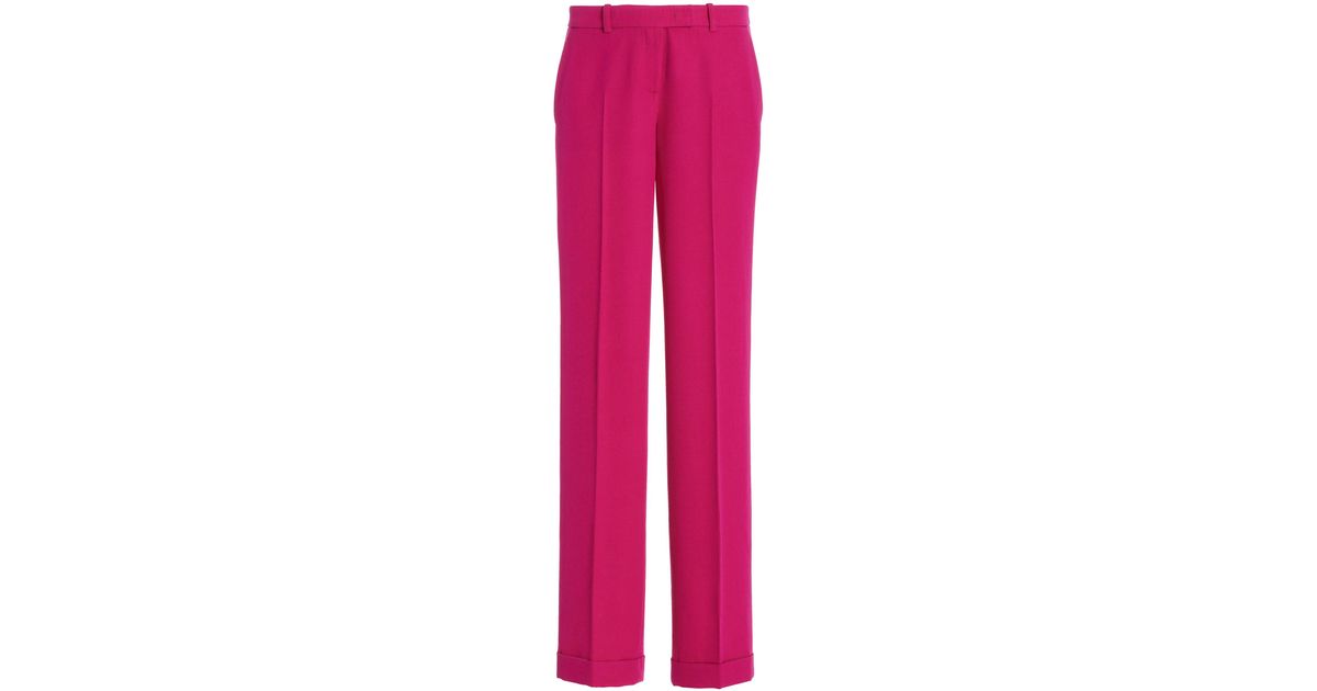 Michael Kors Carolyn Gabardine Straight-leg Pants in Pink | Lyst