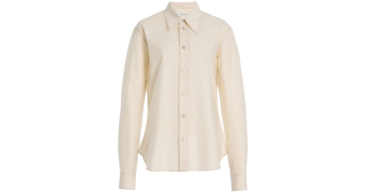 Lemaire Cotton-Silk Pointed-Collar Shirt in White | Lyst