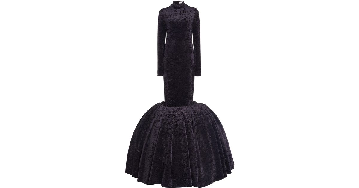 Balenciaga Drama Crushed-velvet Bubble-hem Gown in Black | Lyst Australia