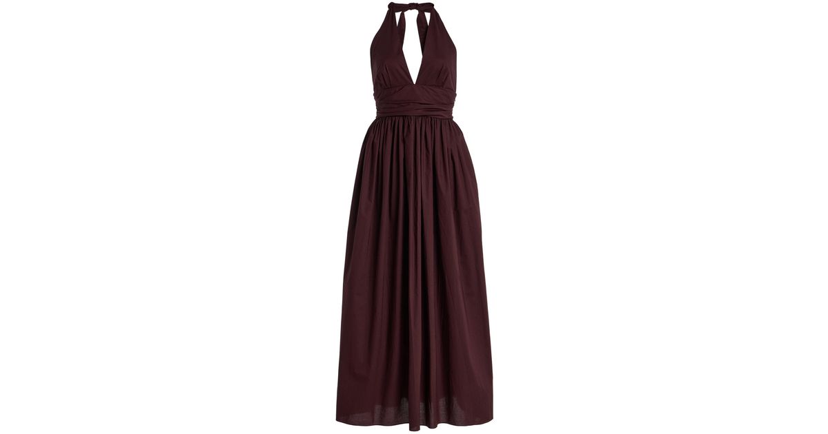 Matteau Plunge Cotton Maxi Halter Dress in Purple | Lyst Australia