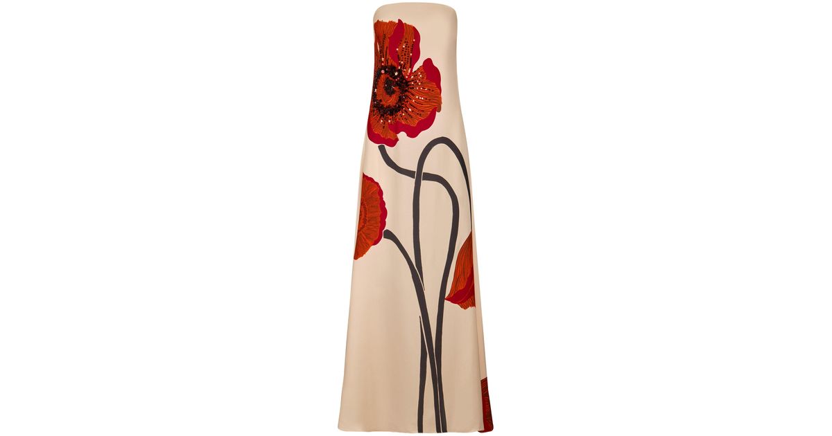 johanna ortiz petals strapless embellished silk maxi dress Johanna Ortiz Petals Strapless Embellished Silk Maxi Dress in White
